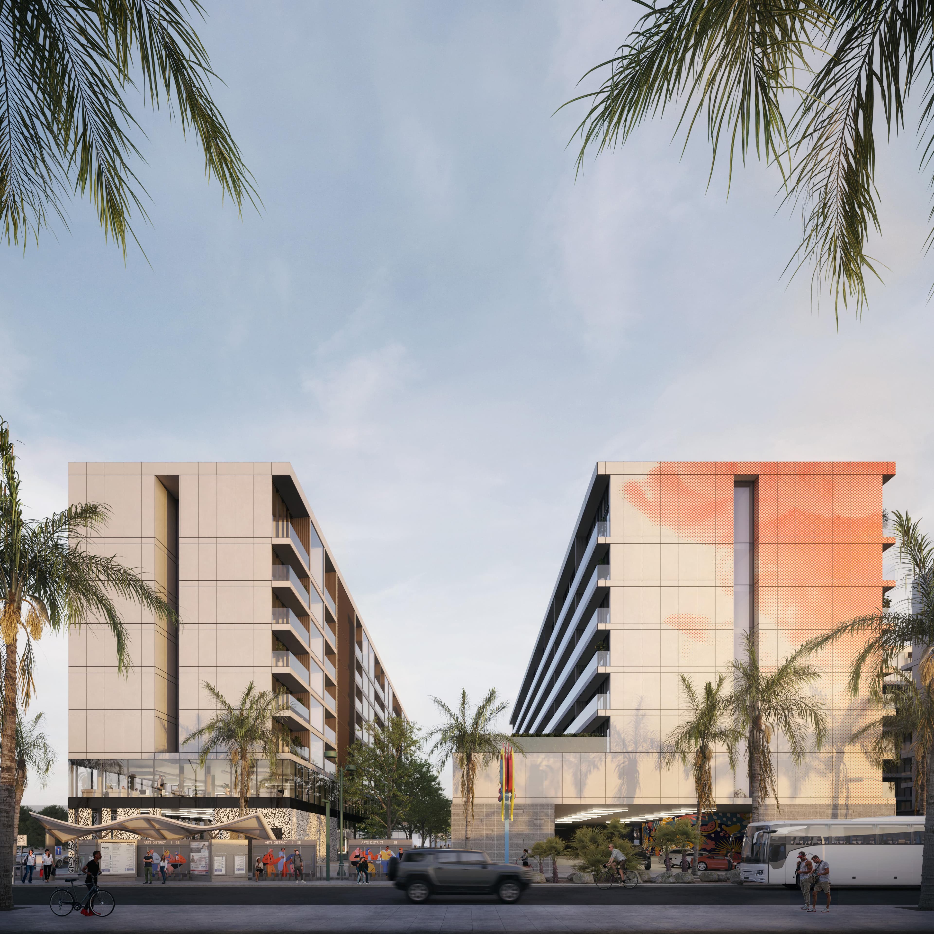 The Plaza and The English Residences facing the Midtown paseo